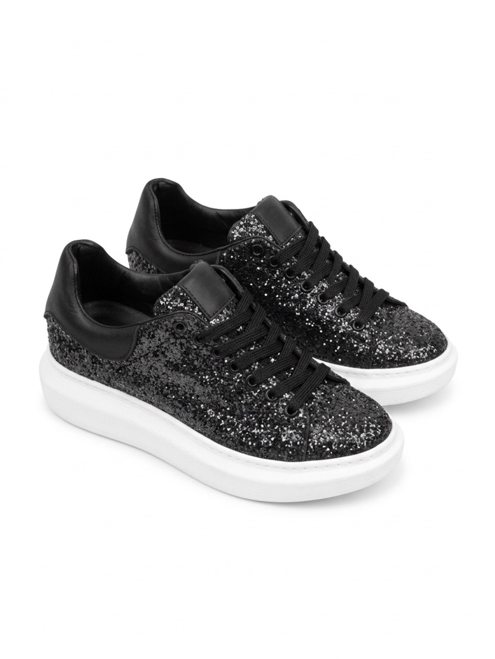 Divine Follie Black Glitter Sneakers Sz US 5
